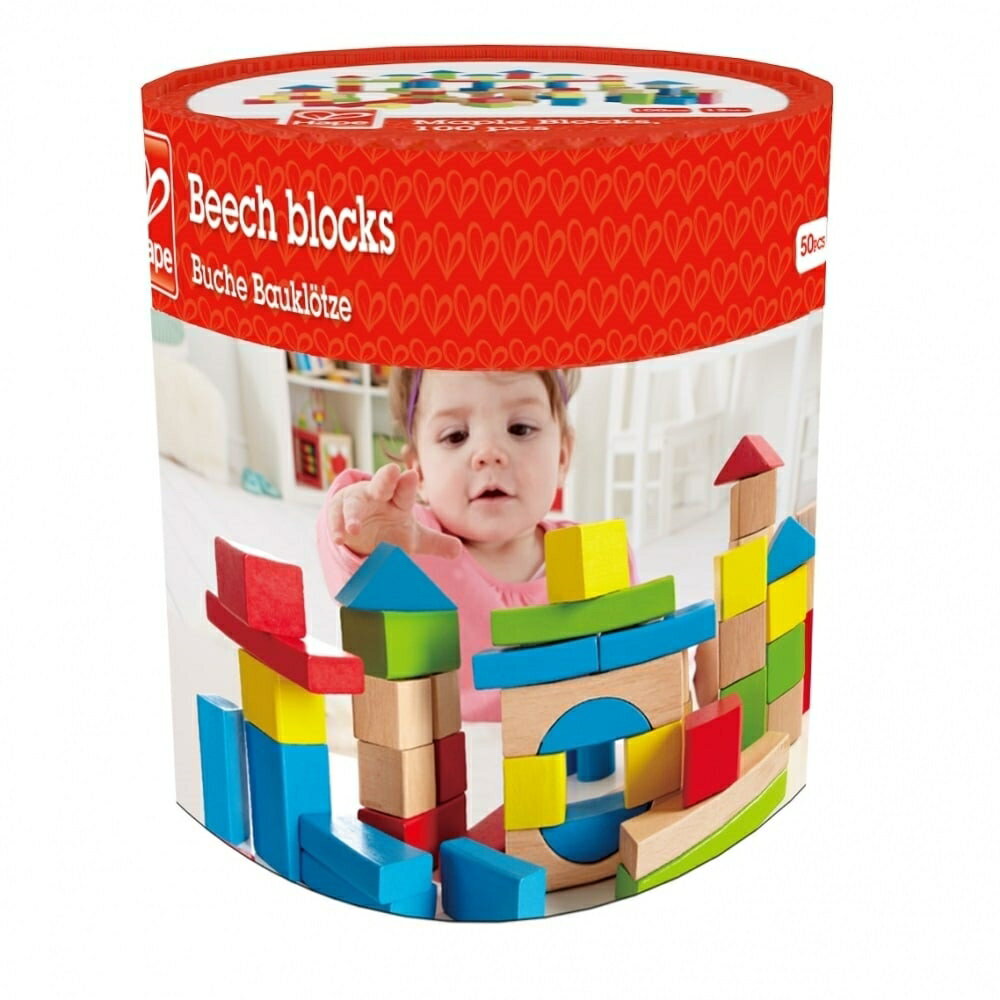 「11/1〜6限定先着で最大2000円OFFクーポン」Hape 筒入り積み木 白木＆カラー50ピースのサムネイル