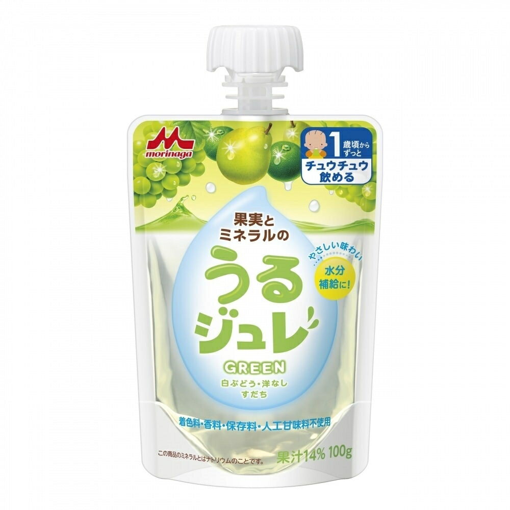 ※商品価格について本商品の通常価格は、実店舗価格とは異なりオンラインのみの価格となります（店舗より高い場合があります）。※メーカーでのリニューアルによりパッケージ等が予告無く変更になる場合がございます。予めご了承ください。美味しくて、おやつ感覚でチュウチュウ飲めるミネラルたっぷり水分補給ジュレ。自分でチュウチュウ飲めるから子どもも喜ぶし、こぼす心配もなくていママも嬉しい！3種の果実の、素材の美味しさがいきたやさしい味わい。毎日の水分補給に。果汁10％使用。着色料・保存料・香料・人工甘味料不使用。＜内容量＞100g＜原材料＞果実（白ぶどう、洋なし、すだち）、果糖ぶどう糖液糖、食塩 / ゲル化剤（増粘多糖類）、乳酸Ca、クエン酸＜カロリー＞30kcal＜アレルギー物質＞不使用＜製造地＞日本＜対象年齢＞1歳頃～※出荷時点で賞味期限まで30日以上の商品を出荷いたします。※賞味期限が長い商品とのご交換や、賞味期限理由による返品はいたしかねます。予めご了承ください。こちらの商品は実店舗から入荷・発送しておりますため、パッケージ状態や、梱包状態が商品ごとに異なる場合がございます。一部商品に商品管理ラベルが添付されている場合がございます。※お支払い方法はご利用ガイドの「お支払い方法・お支払いについて」をご確認ください。※ご注文確定後の注文内容の変更、キャンセルはお受けしておりません。※対象年齢がある商品については目安となっております。※実際の商品と画像は若干異なる場合がございます。対象月齢 (カ月～)：12.0 - 48.0重量 (g)：116 GRAMmorinaga_milk,#00003200,#00003201