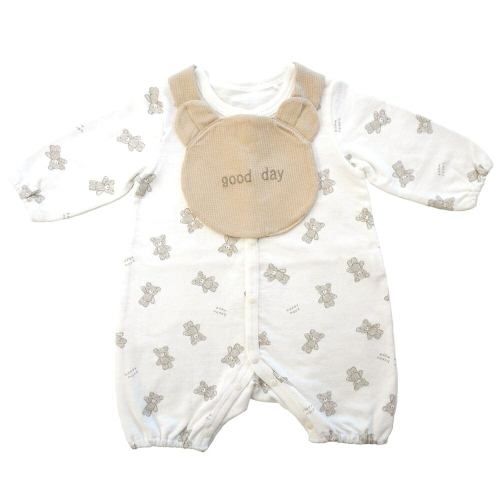 「12/1〜6限定先着 キャンペーンバナーにてクーポン配布中」長袖ミニオール スタイ付き くま