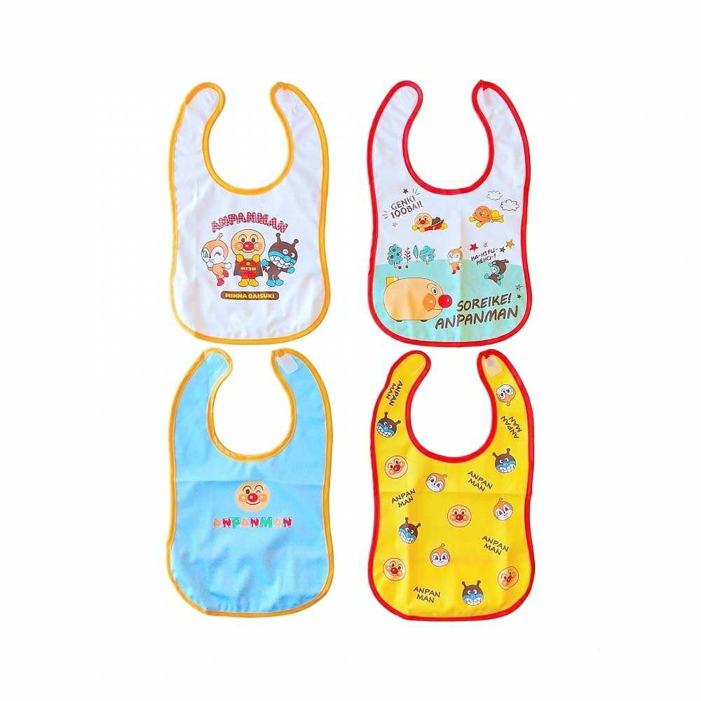 ナカタ アンパンマン 食事用エプロン4枚組 レッド