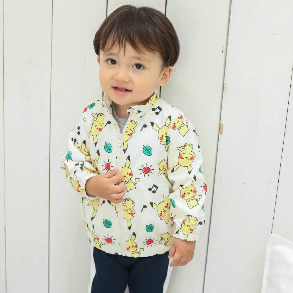 「25日 先着で最大1000円OFFクーポン」monpoke モンポケ ウィンドブレーカー 総柄(ナチュラル×100cm)のサムネイル