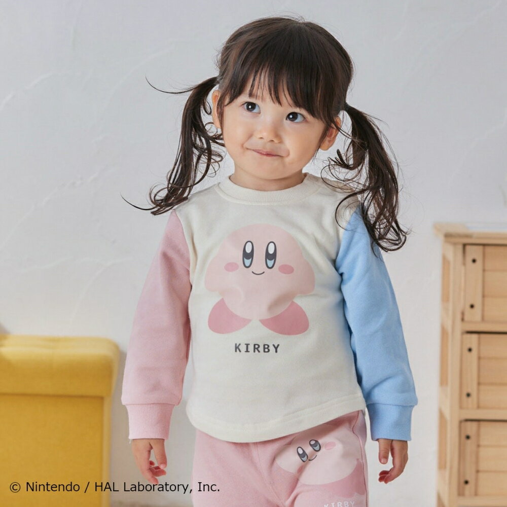 星のカービィ 長袖トレーナー 袖クレイジー Kirby BABY(ナチュラル×100cm)のサムネイル