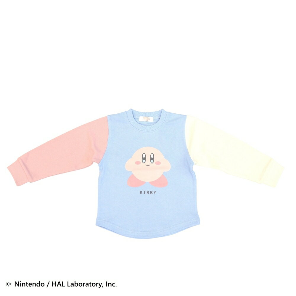 星のカービィ 長袖トレーナー 袖クレイジー Kirby BABY(ライトブルー×100cm)のサムネイル