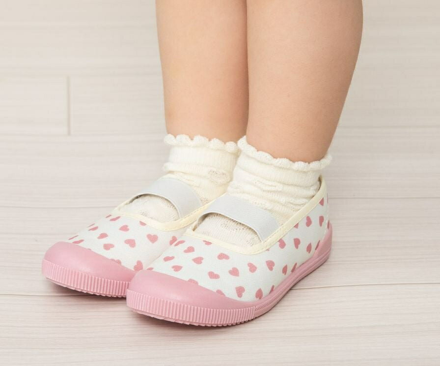 ハート 総柄 上履き ピンクx16cm ベビーザらス限定