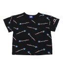「5/1〜6限定先着で最大2000円OFFクーポン」Champion チャンピオン 半袖Tシャツ ブラック 総柄 90cm