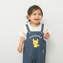 「7月20日限定先着で最大1000円OFFクーポン」monpoke モンポケ 半袖ロンパース サロペット型 ピカチュウ ネイビー 70cm