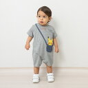 monpoke モンポケ 半袖ロンパース ポシェット付き風 グレー 70cm