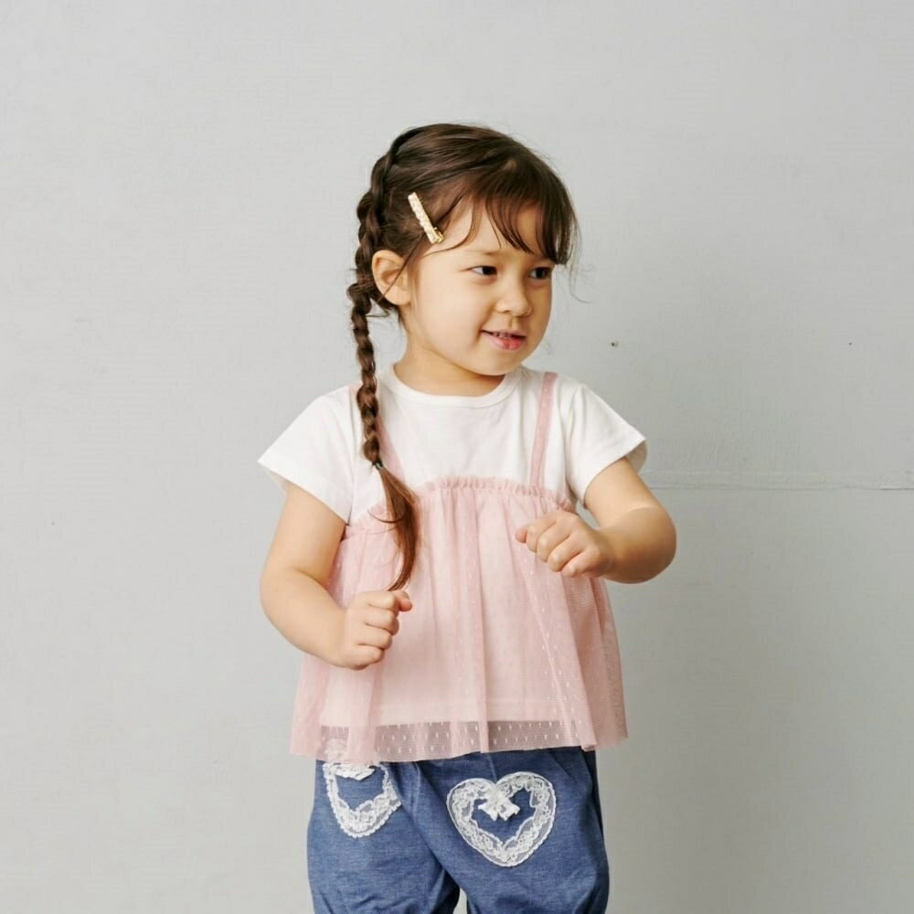 sophitica 天竺チュールTシャツ ピンク×80cm