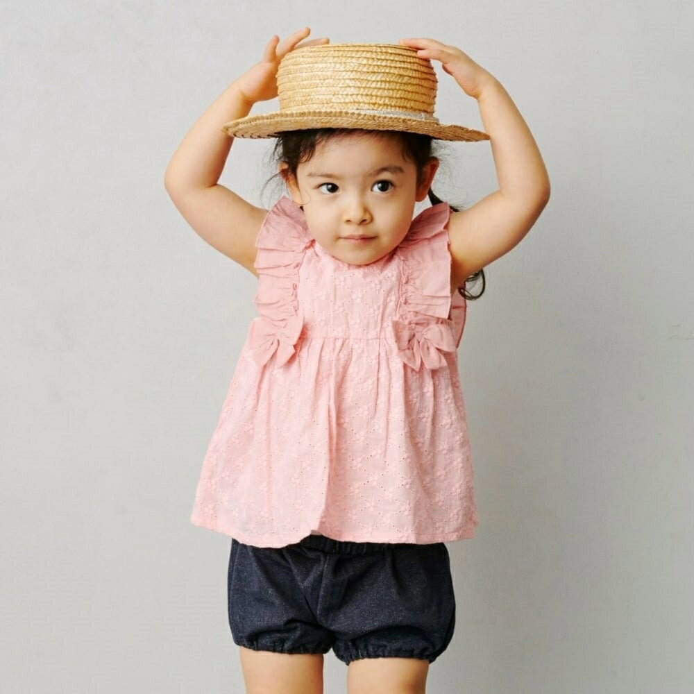 「11/25限定先着で最大1000円OFFクーポン」sophitica アイレット肩フリルブラウス ピンク×90cm