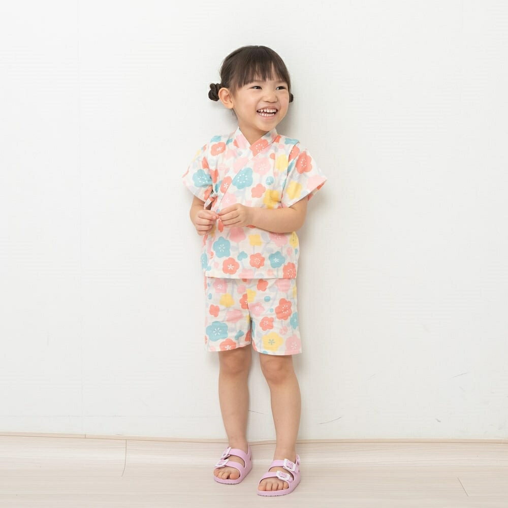 日本製 花柄 甚平スーツ ナチュラル×80cm ベビーザらス限定