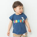 SNOOPY スヌーピー 半袖Tシャツ バックプリント ネイビー×95cm(4)