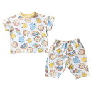 「5/1〜6限定先着で最大2000円OFFクーポン」おさるのジョージ フェイス総柄半袖パジャマ 天竺 オフホワイト 110cm