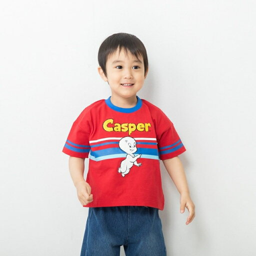 【Welcome to the Universe Baby × chimajiro0730さん】 キャスパー ライン半袖Tシャツ レッド×130cm 【Welcome to the Universe Baby × chimajiro0730さん】 キャスパー ライン半袖Tシャツ レッド×130cm