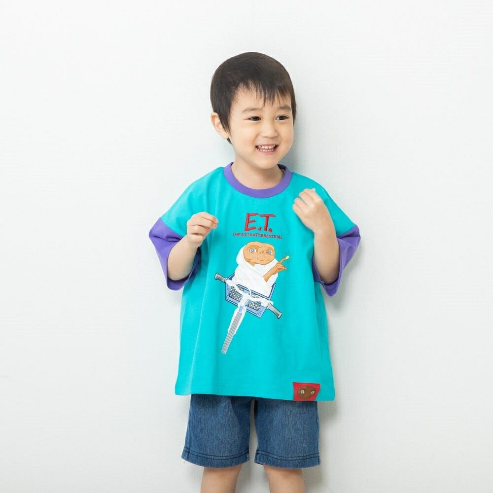 【Welcome to the Universe Baby × chimajiro0730さん】ET 袖配色半袖Tシャツ グリーン×110cm