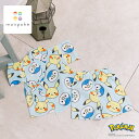 「8/1〜6限定先着で最大2000円OFFクーポン」monpoke モンポケ 甚平 総柄 ポッチャマ ライトブルー×90cm