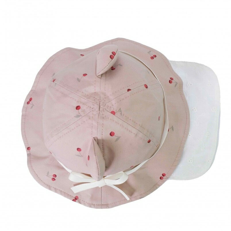 耳付きハット チェリー柄 ピンク×46cm