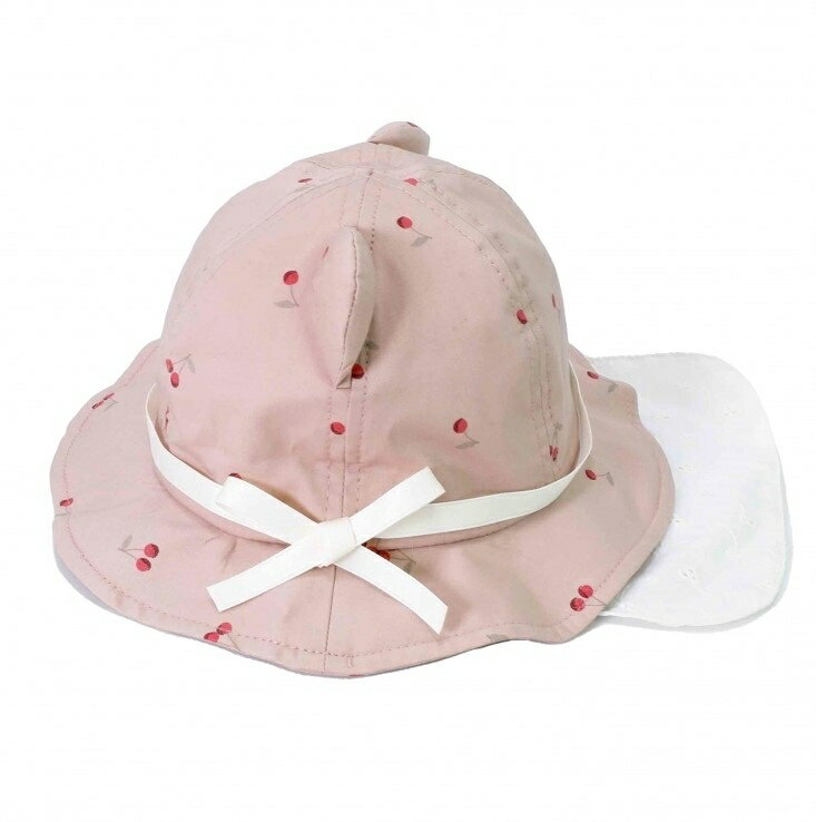 耳付きハット チェリー柄 ピンク×46cm