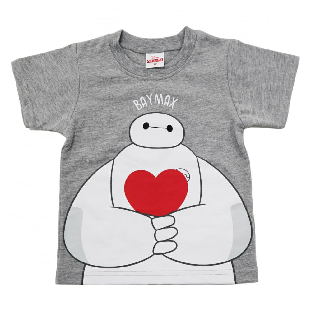 Disney ディズニー ベイマックス 半袖Tシャツ 天竺 ビッグプリント グレー×90cm