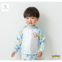 「8/1〜6限定先着で最大2000円OFFクーポン」monpoke モンポケ ピカチュウ&ポッチャマ 袖切替 ラッシュガード ブルー×95cm)