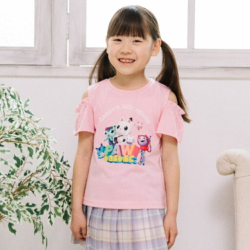 ギャビーのドールハウス 肩開き半袖Tシャツ ピンク×130cm ギャビーのドールハウス 肩開き半袖Tシャツ ピンク×130cm
