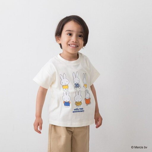 Miffy ミッフィー プリントTシャツ 70周年デザイン ホワイト×90cm Miffy ミッフィー プリントTシャツ 70周年デザイン ホワイト×90cm