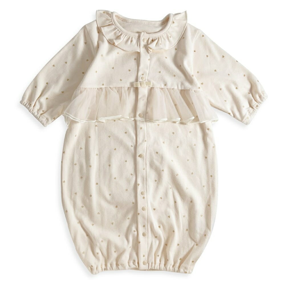 長袖ドレスオール ハートラメプリント スムス ナチュラル×50-70cm ベビーザらス限定