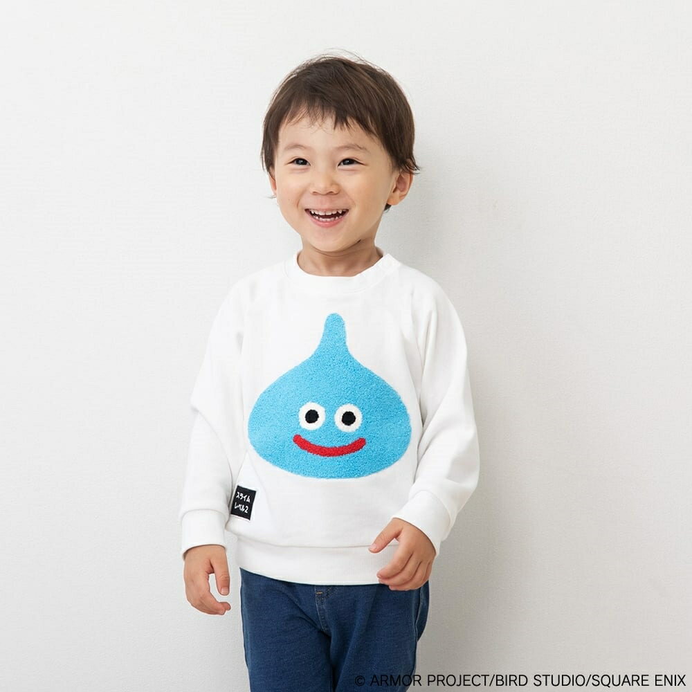 ドラクエベビー＆キッズ サガラ刺繍スウェットシャツ スライム(ホワイト×約100cm)