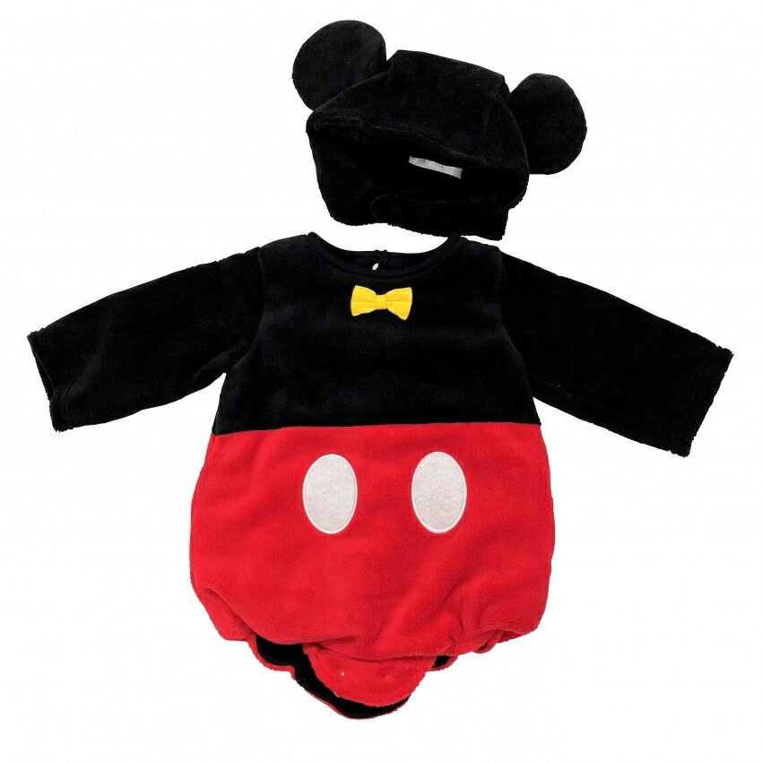 「12/1〜6限定先着で最大2000円OFFクーポン」Disney ディズニー 長袖たまごオール 帽子付き ミッキー フリース ベビーザらス限定 2