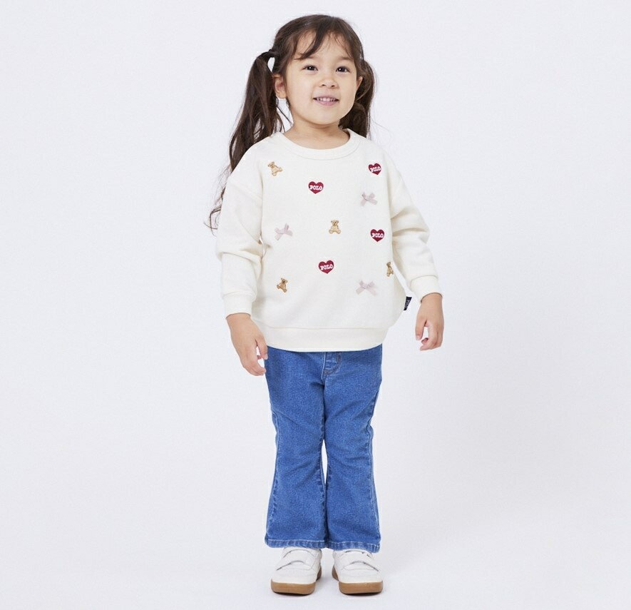 POLO BCS ハート刺繍トレーナー アイボリー×90cm ベビーザらス限定のサムネイル