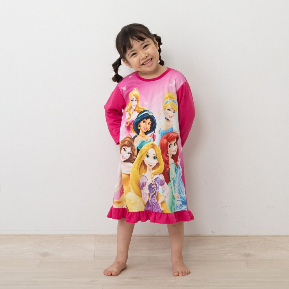 「10/1〜6限定先着で最大2000円OFFクーポン」Disney ディズニー 長袖ナイトドレス フリル付き プリンセス ピンク×120cm ベビーザらス限定