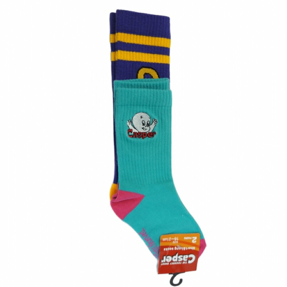 「1/1-6限定先着 トップバナーにて最大2000円クーポン」【Universal × chimajiro0730さん】キャスパー 2Pソックス パープル×9-15cm