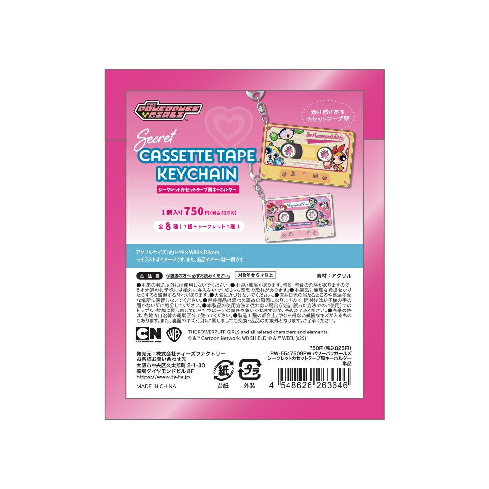 パワーパフガールズ シークレットカセットテープ風キーホルダー単品8種【種類ランダム】