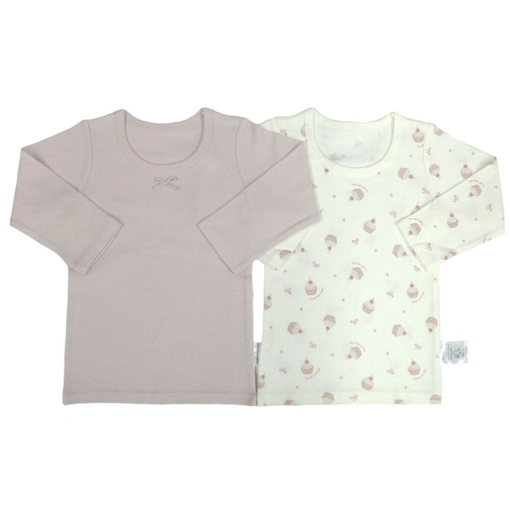 長袖シャツ肌着2枚組 スムス ケーキハート ピンク×95cm ベビーザらス限定