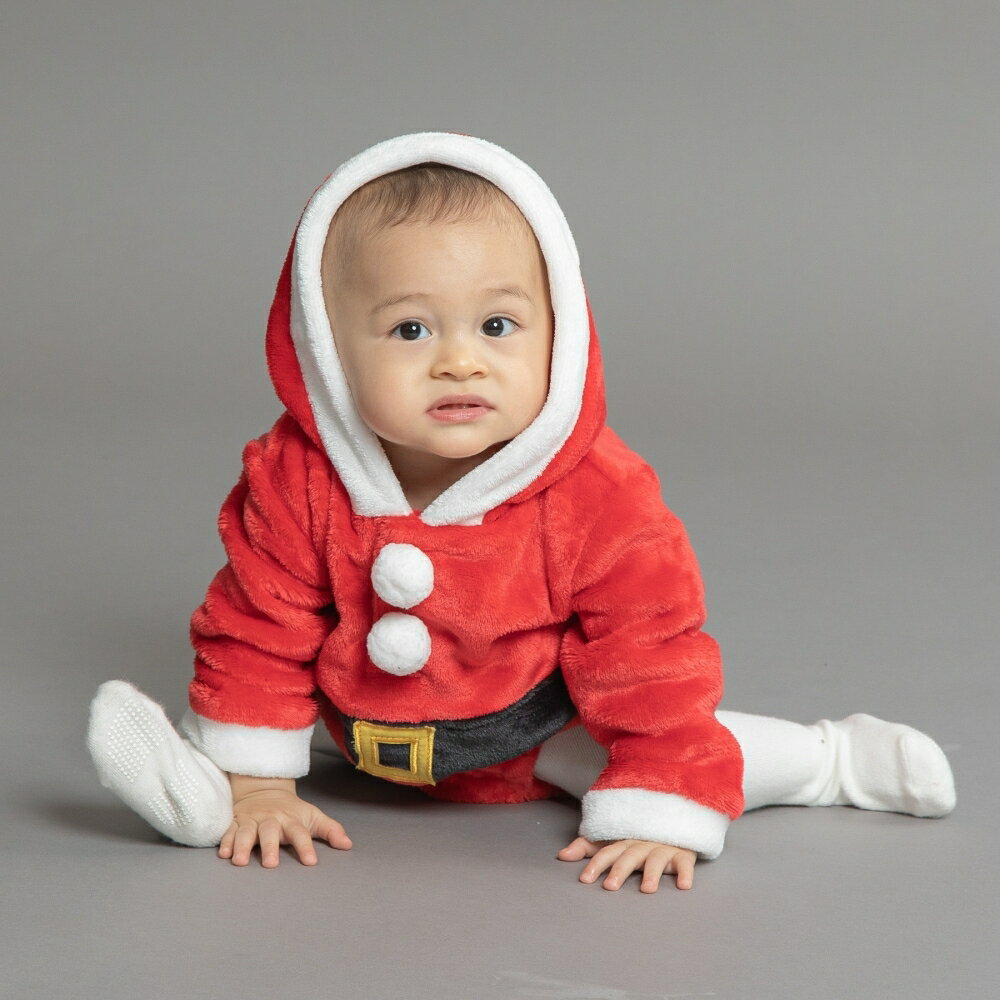 【ブラックフライデー第1弾】クリスマスボディスーツ 帽子付きサンタ コスチューム ベビー サンタクロ..