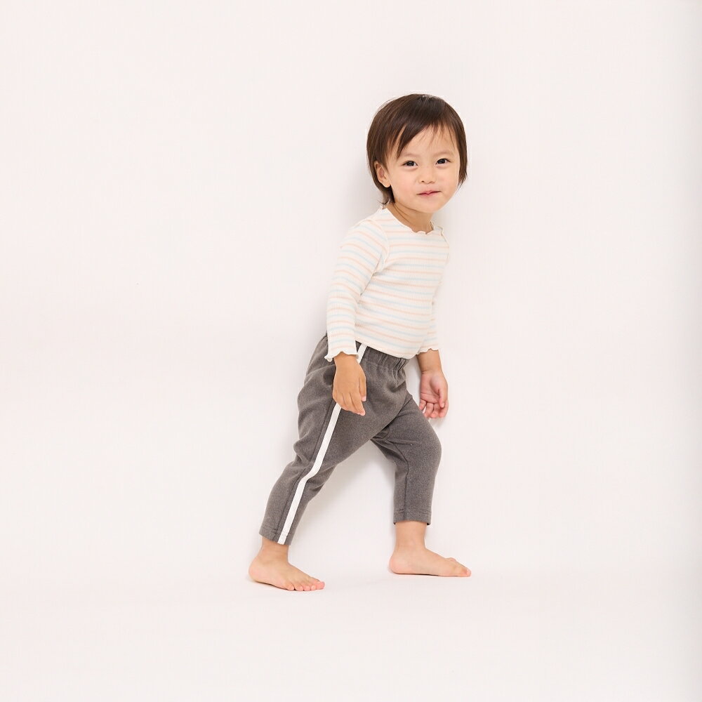 長袖ロンパース肌着 2枚組 リブメローボーダー ブルー×70cm ベビーザらス限定