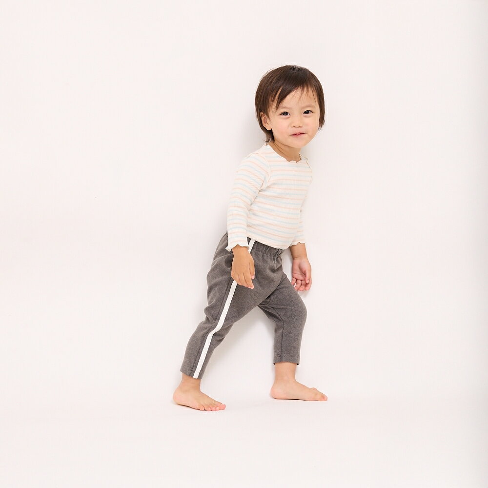 「1/1-6限定先着 トップバナーにて最大2000円クーポン」長袖ロンパース肌着 2枚組 リブメローボーダー ブルー×90cm ベビーザらス限定