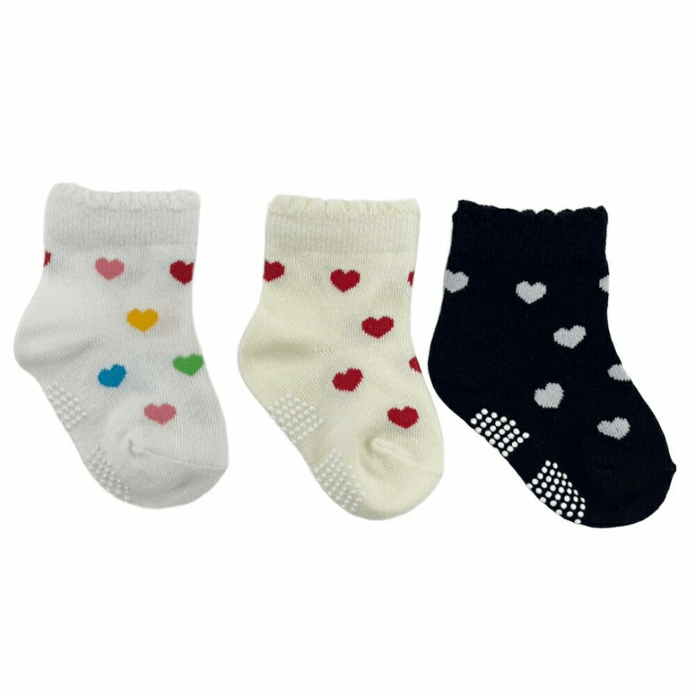 「1/1-6限定先着 トップバナーにて最大2000円クーポン」ハート柄 ロークルーソックス 3P