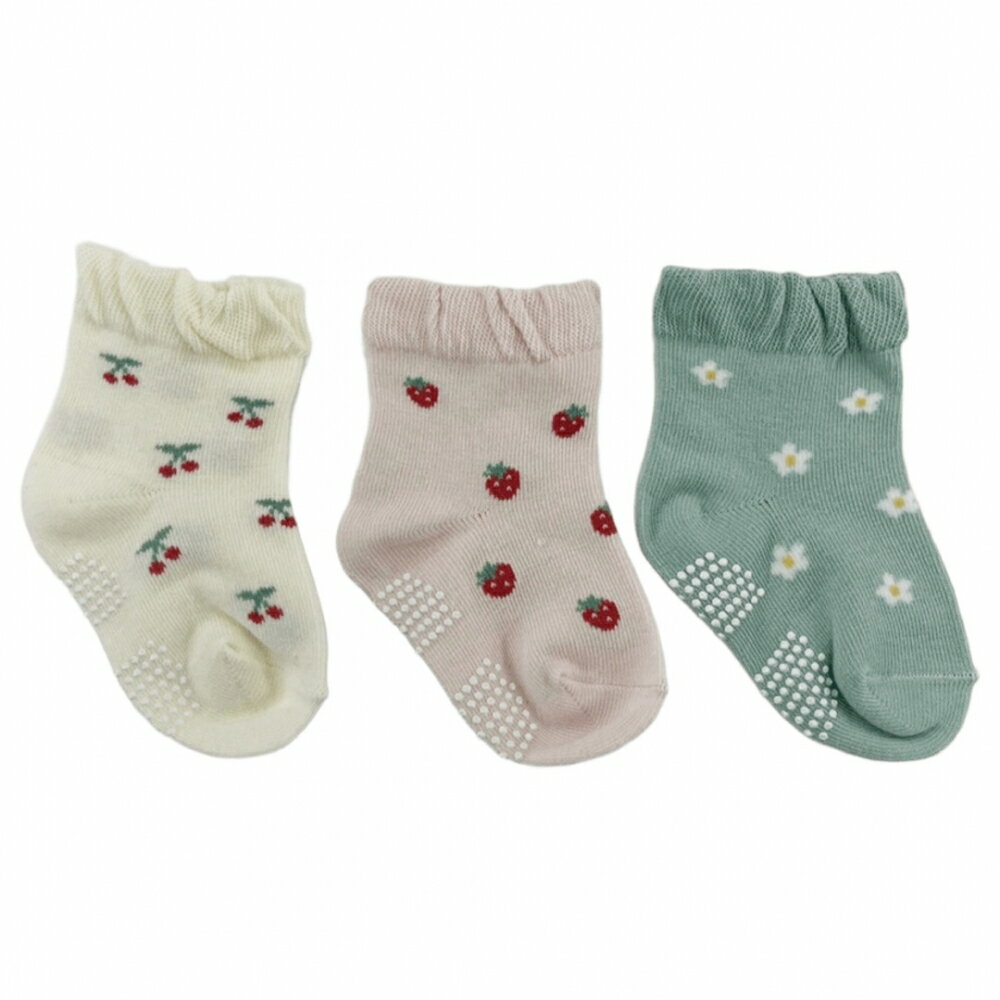 「1/1-6限定先着 トップバナーにて最大2000円クーポン」フルーツ総柄 ロークルーソックス 3P