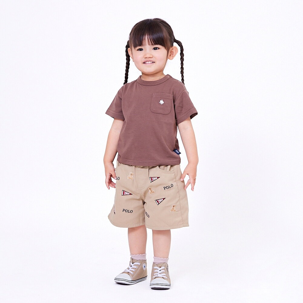 POLO BCS ロゴクマ総柄ハーフパンツ ベージュ×80cm ベビーザらス限定 赤ちゃん 出...