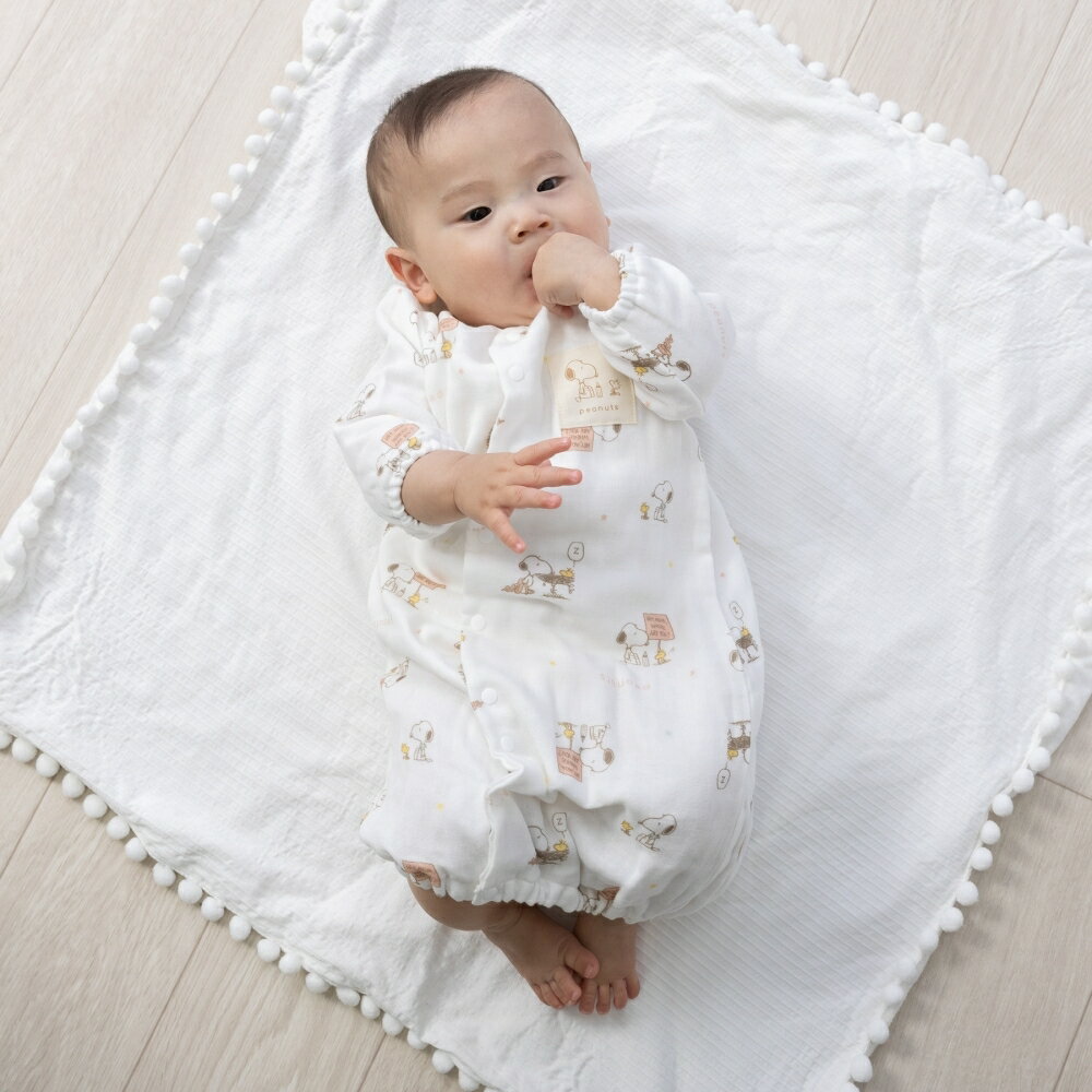 「3/1-6 限定先着 トップバナーにて最大2000円クーポン配布中」SNOOPY スヌーピー 新生児2WAYドレス 長袖 ダブルガーゼ ベビーザらス限定