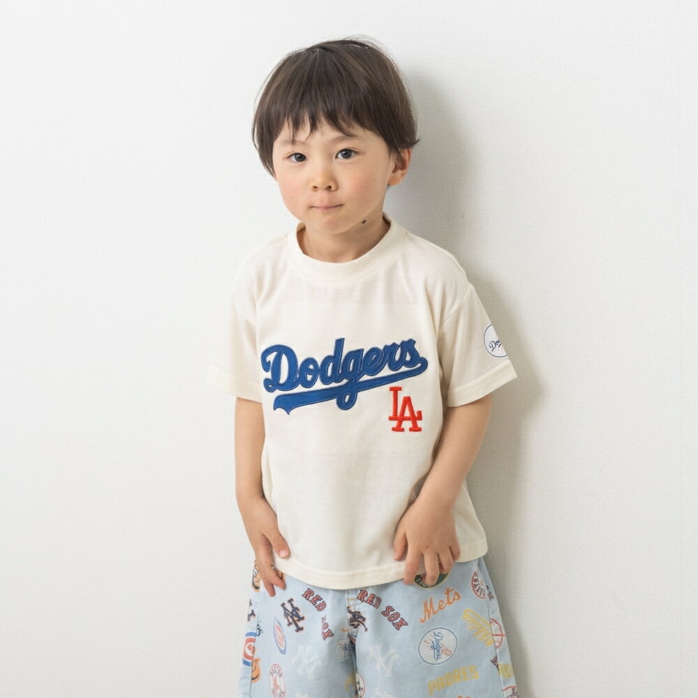 MLB ユニフォーム風Tシャツ ドジャース オフホワイト×95cm ベビーザらス限定（楽天・トイザらス・ベビーザらス）