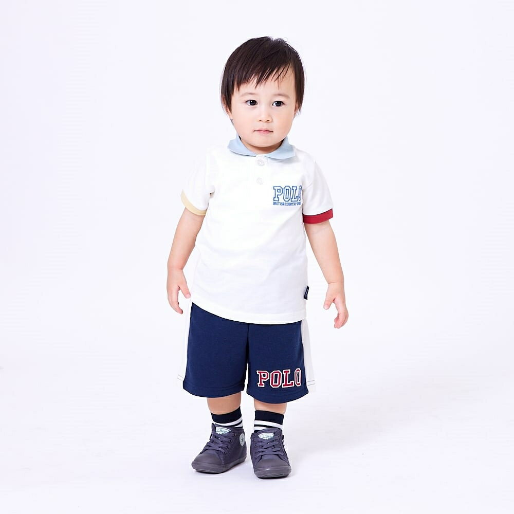 POLO BCS 配色半袖ポロシャツ オフホワイト×80cm ベビーザらス限定 赤ちゃん 出産準備 出産祝い ベビー服 子供服