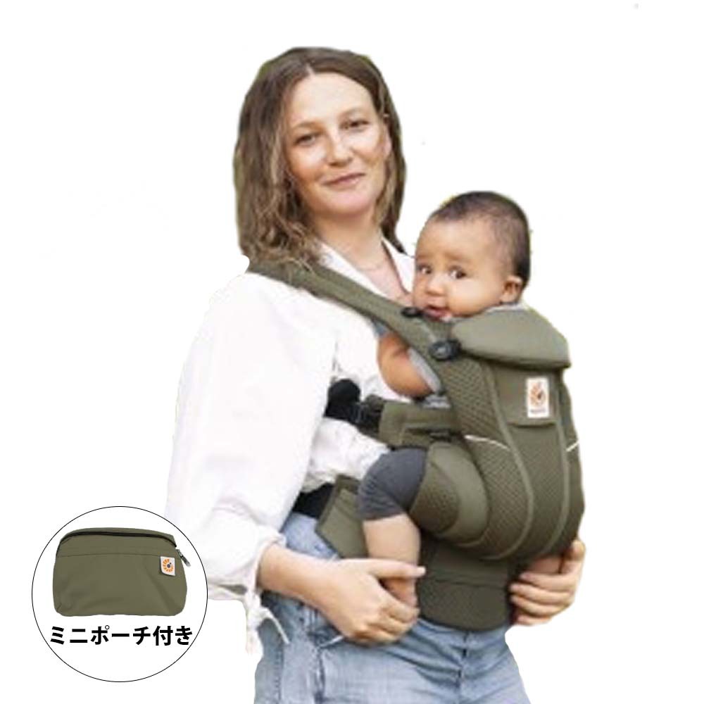 Ergobaby(エルゴベビー) OMNI Breeze オリーブグリーン 【抱っこ紐 柔らかソフトフレックスメッシュ 対面抱き 腰抱き おんぶ 前向き抱き ミニポーチ付き 新生児〜20.4kg】【送料無料】