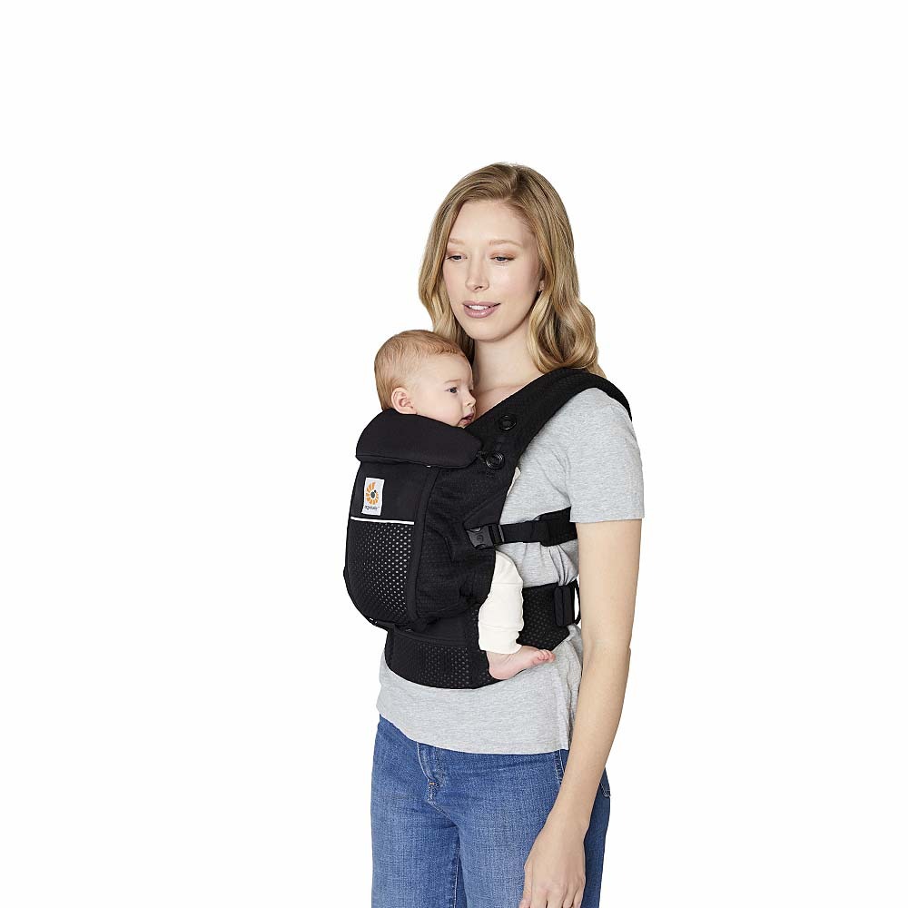 Ergobaby(エルゴベビー) ADAPT SoftFlex オニキスブラック 【抱っこ紐 メッシュ 対面抱き 腰抱き おんぶ 日よけ風よけフード 新生児〜20.4kg】【送料無料】 3