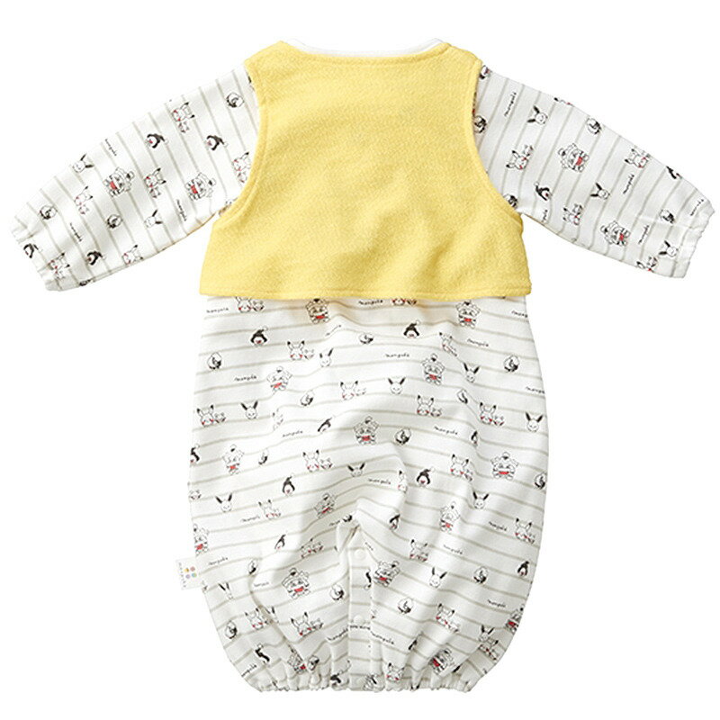 モンポケ ピカチュウ 新生児2wayドレス 柔らかい イエロー 50 70cm ベスト付き