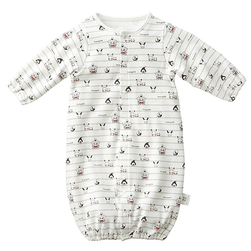 モンポケ ピカチュウ 新生児2wayドレス 柔らかい イエロー 50 70cm ベスト付き