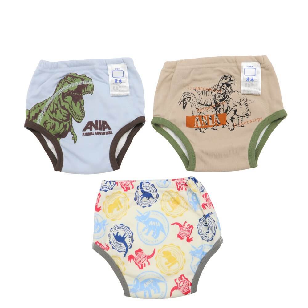 ANIA アニア トレーニングパンツ 3枚組 総柄×ワンポイント(サックス×95cm) ベビーザらス限定のサムネイル