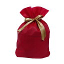 ギフトバッグ 不織布 （約）74x86cm 赤 Lサイズ 大きい クリスマスラッピング 巾着袋 おもちゃ 子供 リボン 簡単 マチあり かわいい