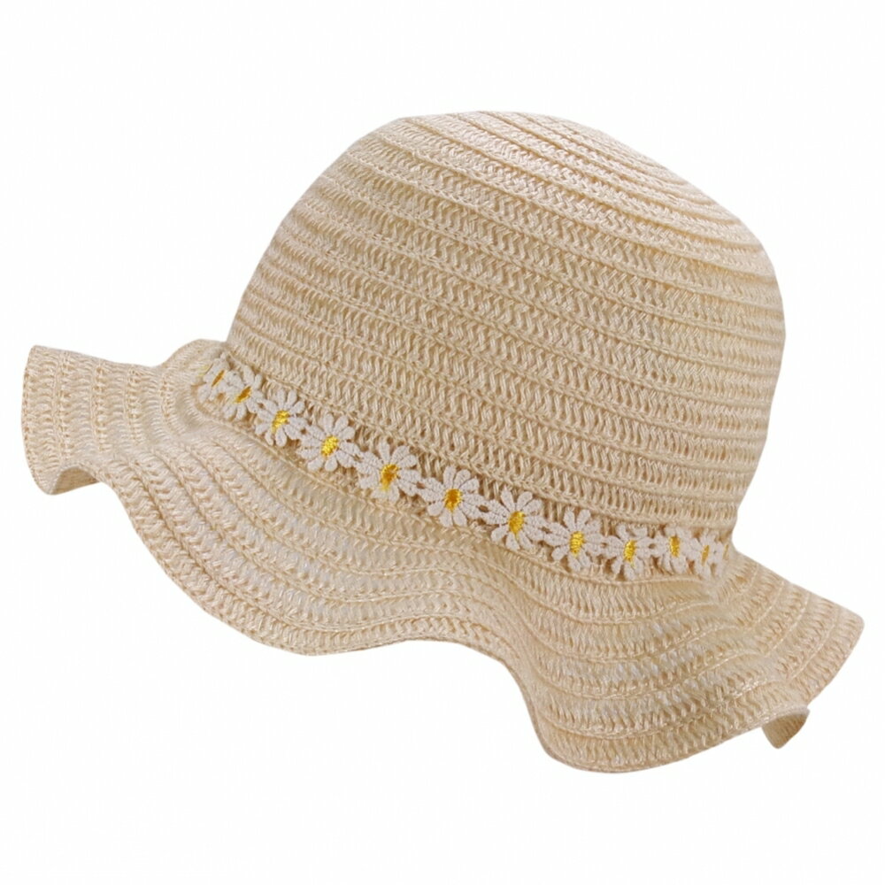 小花レース付き波円ブレードハット(ライトベージュ×48cm) ベビーザらス限定のサムネイル