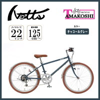 22インチ 身長125〜145cm 子供用自転車 NOTTS チャコールグレー 男の子